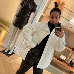 STAUD Voyaging Jacket Ivory Vegan Leather